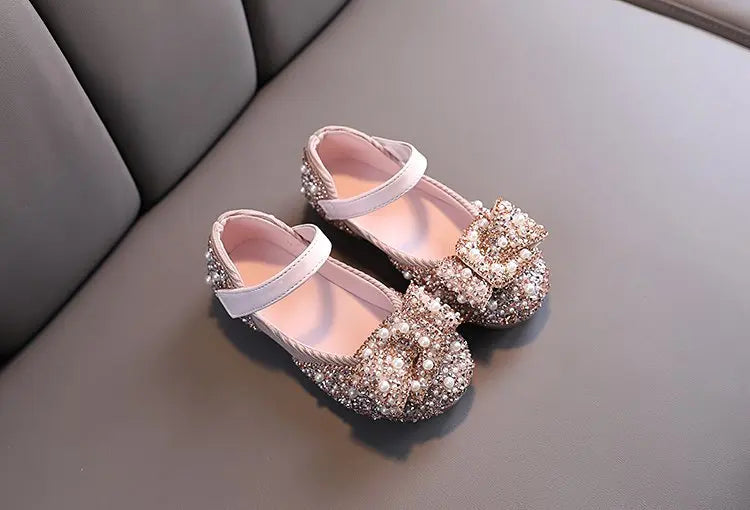 Princess Shoes for Girls Green Pink Party Wedding Luxurious Glitter 21-36 Kids Single Shoe Summer Spring Fashion Girl's Flats