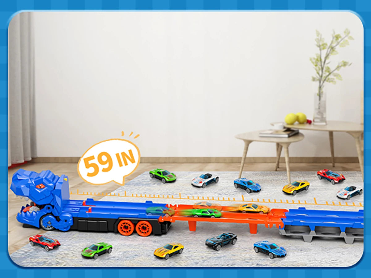 Dinosaur Truck Toy Set with Die-Cast Racing Cars for Kids