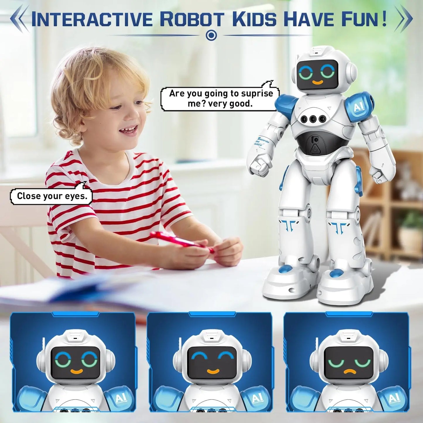 VATOS RC Robot Toy for Kids Smart Talking Voice Remote Control Robot