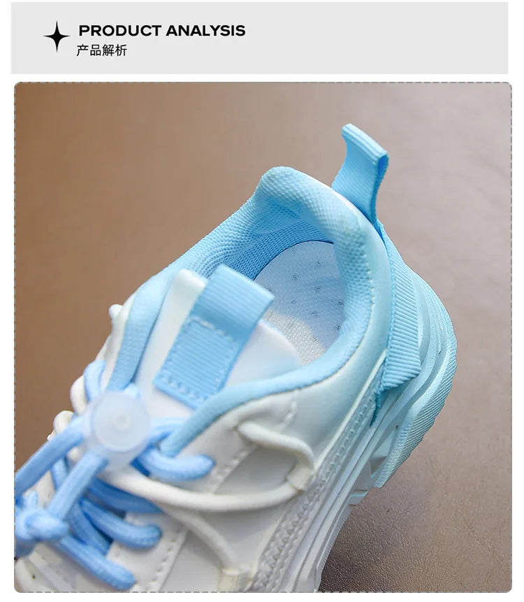 Girls Gradient Design Shoes Children Platform Sneakers Casual 4-12 Years Autumn Kids Chunky Running Sports Tennis Shoes for Girl