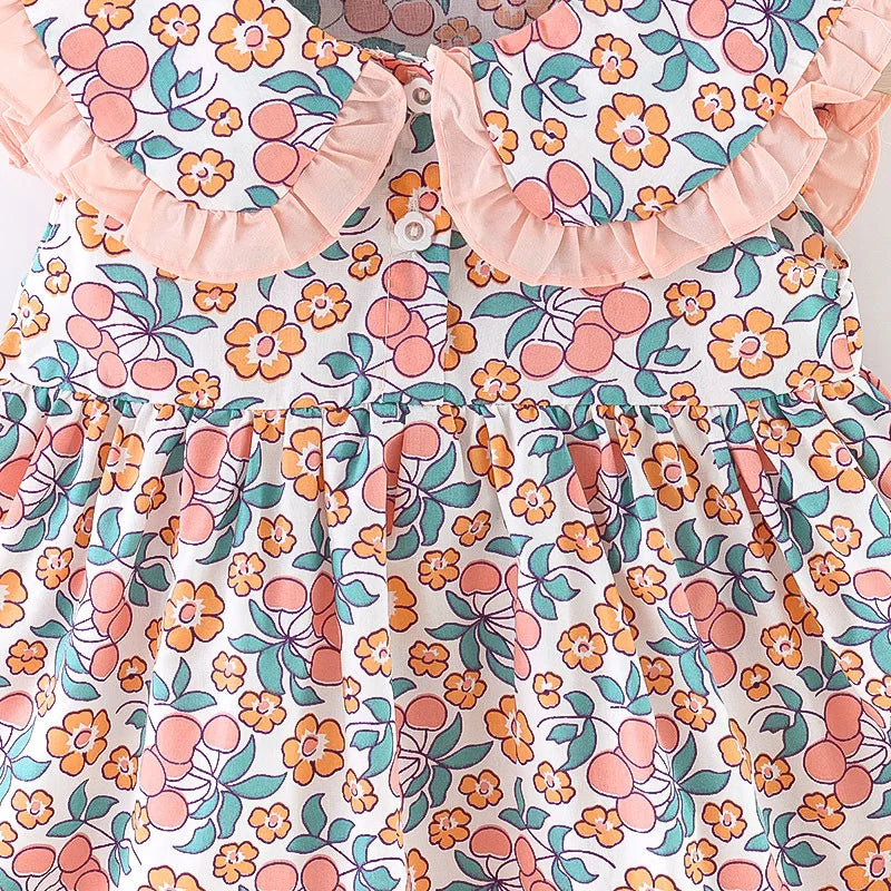Skye Toddler Girls Floral Dress - Summer Navy Collar Style