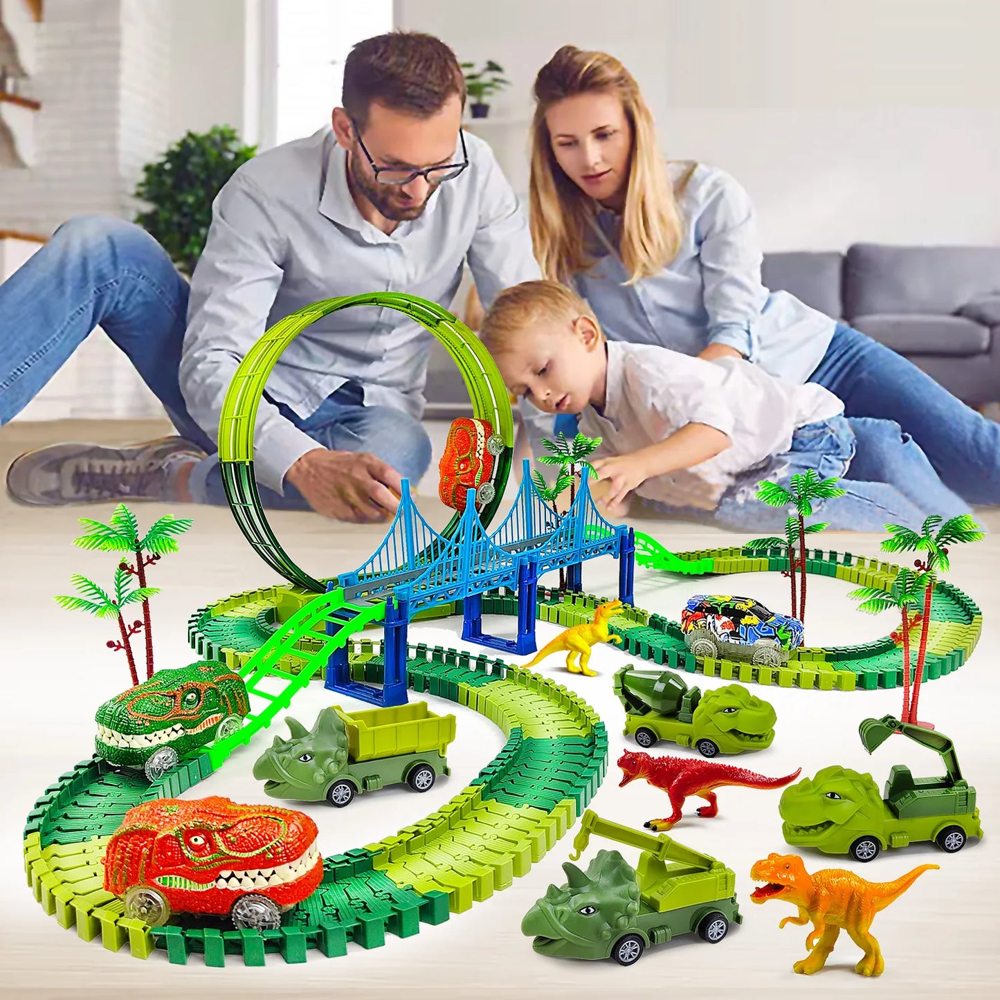 Children Electric Magic Climbing Dinosaur Track Toy Engineering Car Kids