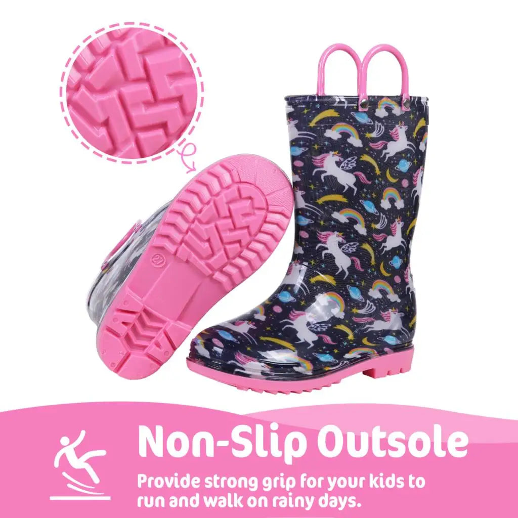 Quinn Evshine Kids Waterproof Rain Boots for Boys and Girls