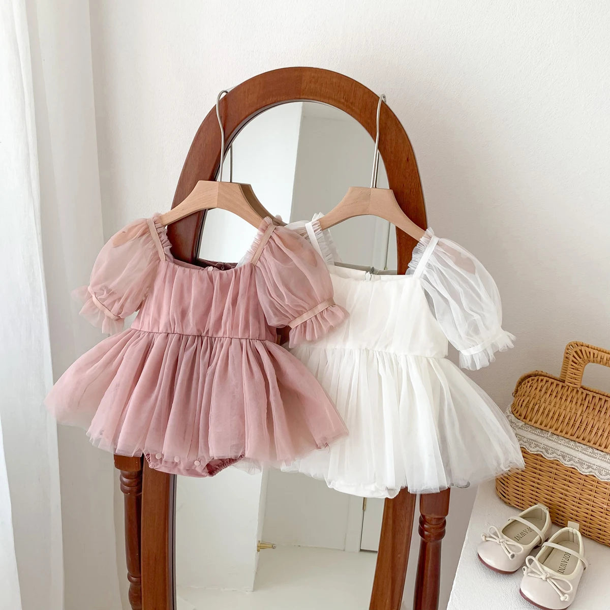 Summer Baby Romper Set Lace Polka Dots Toddler Princess Dress