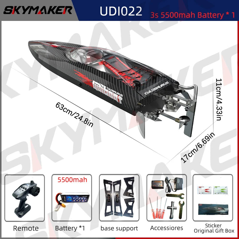 UDiRC UDI022 RC Boat 50Km/H High Speed Waterproof 2.4GHz Radio Control Brushless RC Speed Alloy Steel Boat  Toys