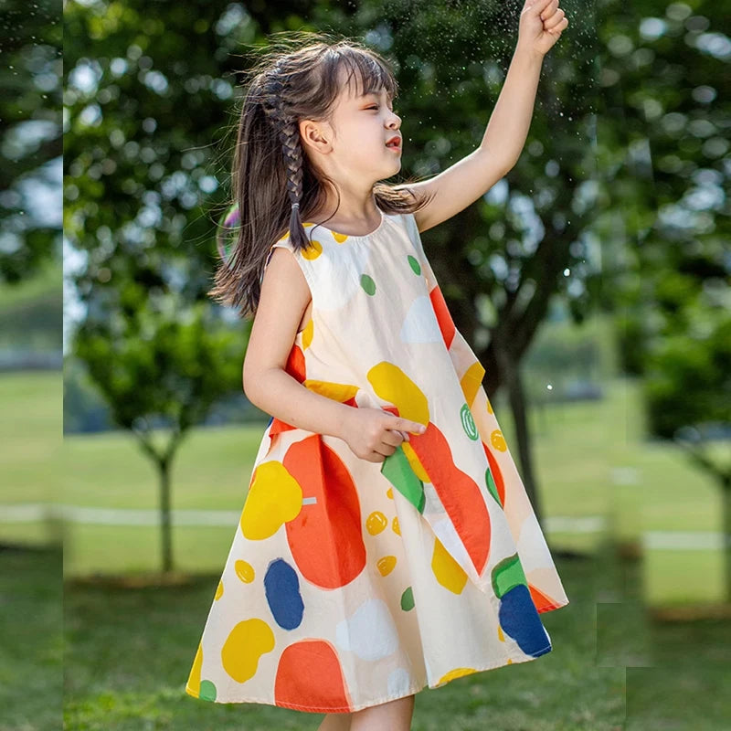 Veda Girls Summer Dress Polka Dot A-line Sleeveless Dress