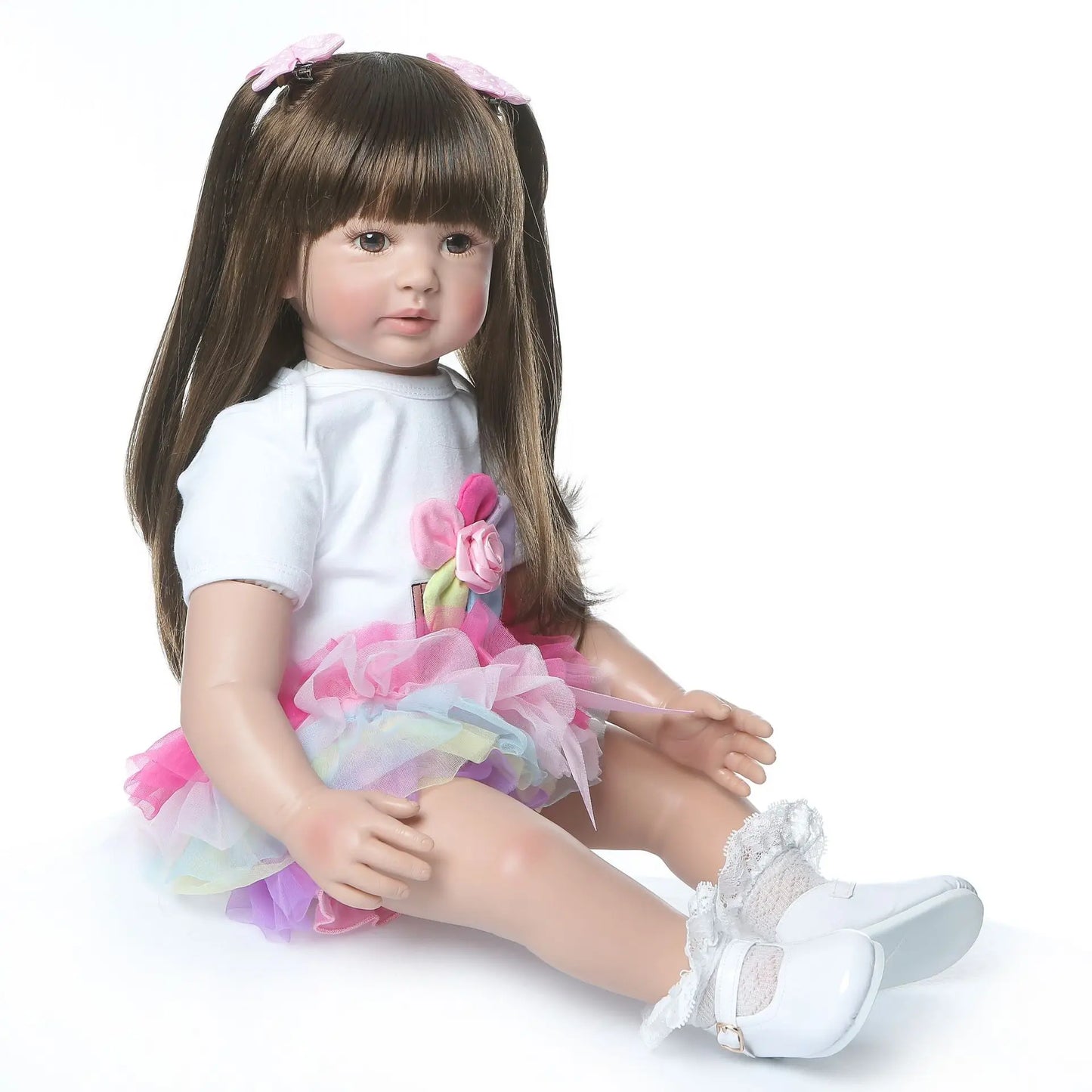 Reborn Babies 24 inch Realistic Soft Silicone Vinyl Cloth Body Lifelike Handmade RebornDolls Girls Newborn Baby Xmas Gift