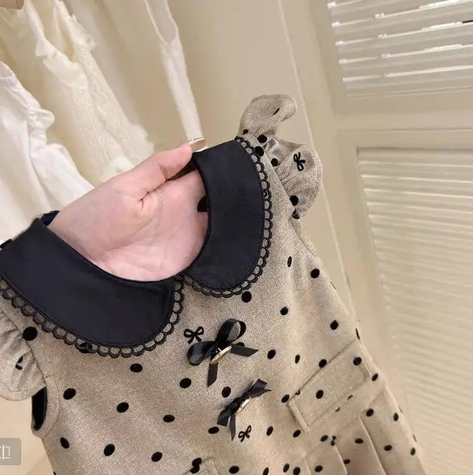 Girl Dress 2024 New Baby Girl Summer French Skirt Round Doll Collar Fashion Princess Dress