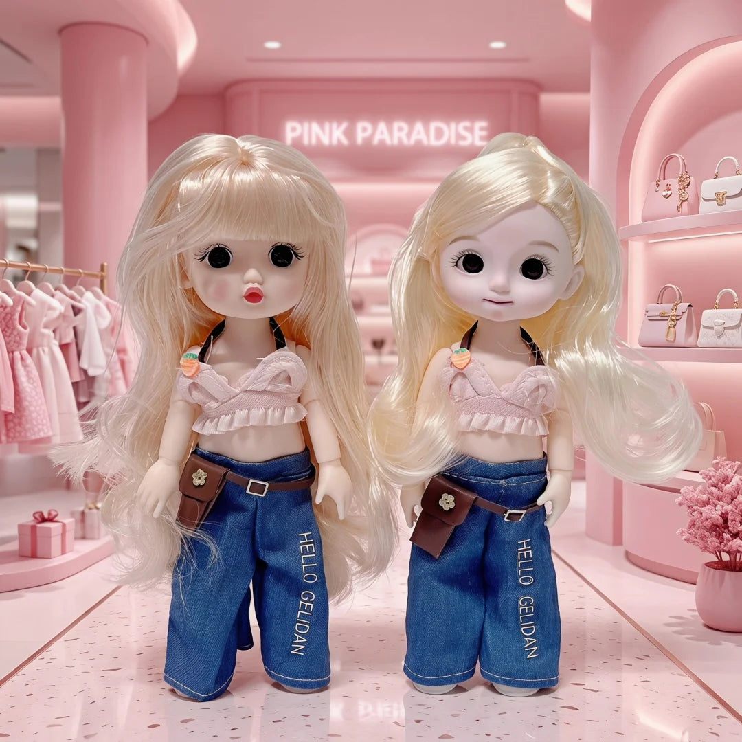 1/12 15-17cm BJD Dolls Cute Princess Dress Up Doll 13 Movable Joint 3D Eyes Toy Kids Doll Toys for Girls Birthday Xmas Gifts