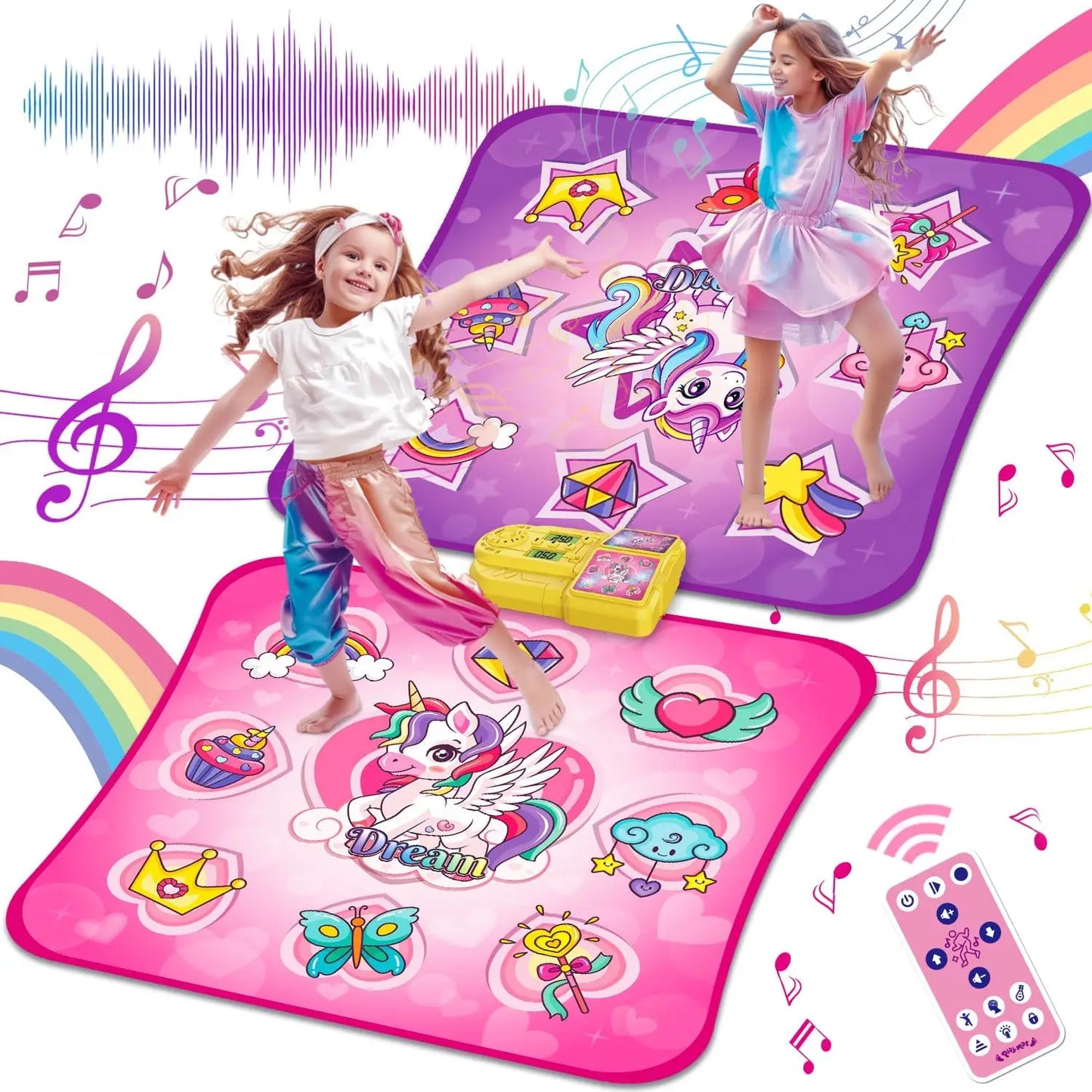 VATOS Unicorn Dance Mat x2 Toys for Girls 9-Level Dancing Game