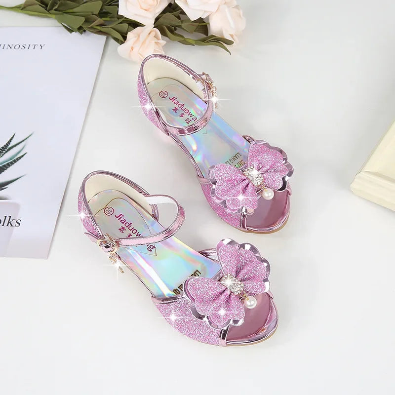 Girls Princess Shoes Summer Children High Heels Open-toe Party Wedding Toddlers Sandals