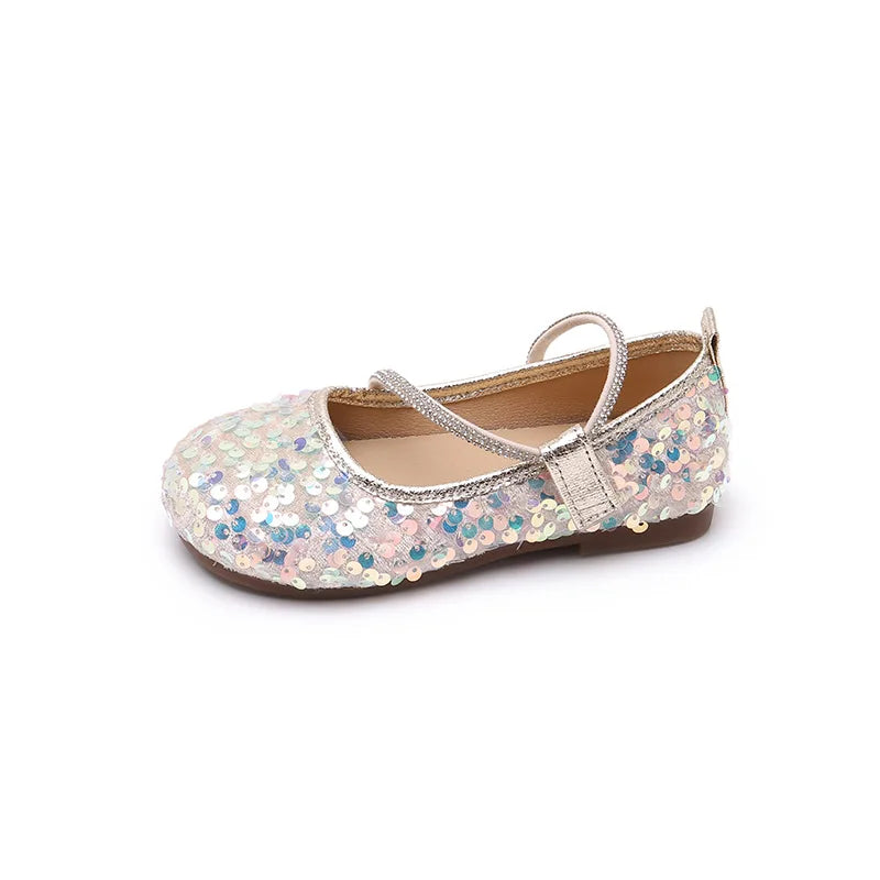 Fashion Girl Shoe 2025autumn New Sequined Princess Shoe Sweet Girl Party Dresses Soft Sole Kid Shoes Women Shoes Designer Shoes