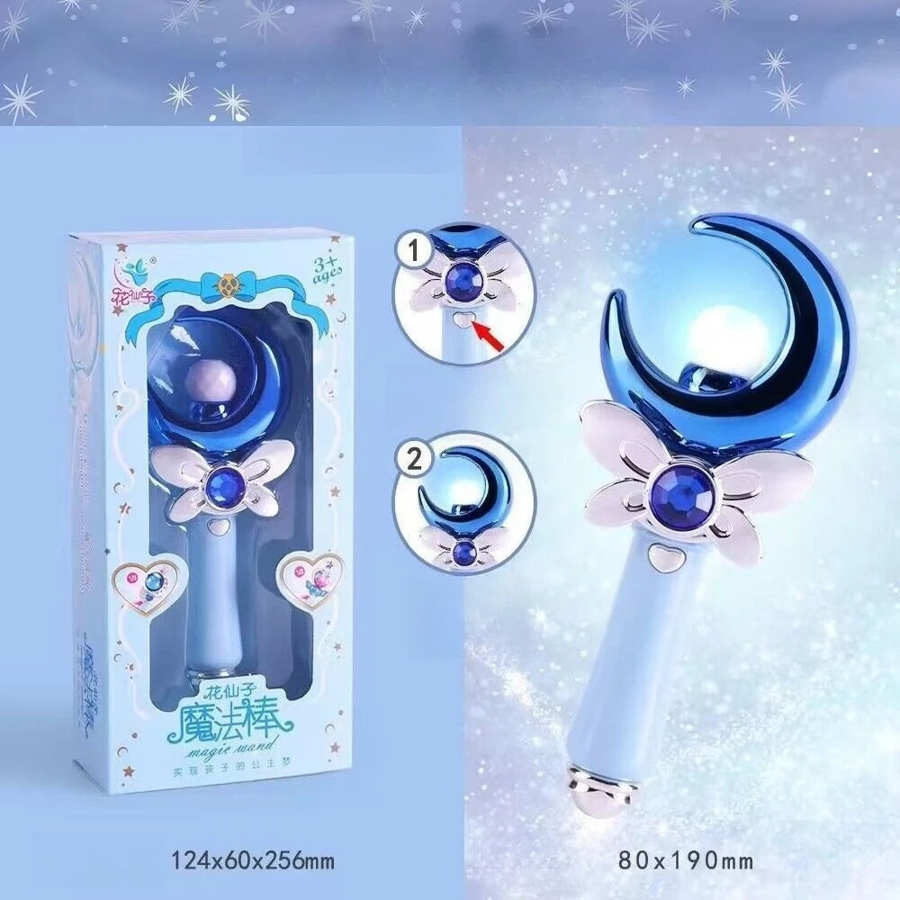 Fairy Magic Wand Glowing Musical Sound Effects Toys Cutie Moon Rod Wand Figure Toys Queen Transformation Wand Stick Girls Gifts