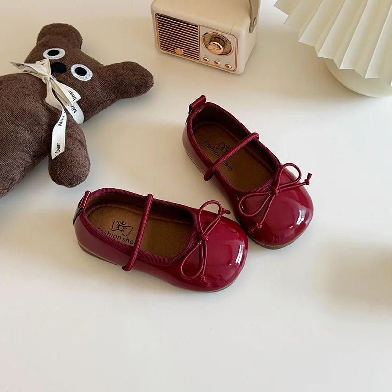 Girl Korean Version Mary Jane Slip-on Small Shoes 2024 Spring and Autumn New Soft Sole Bow Small Shoes