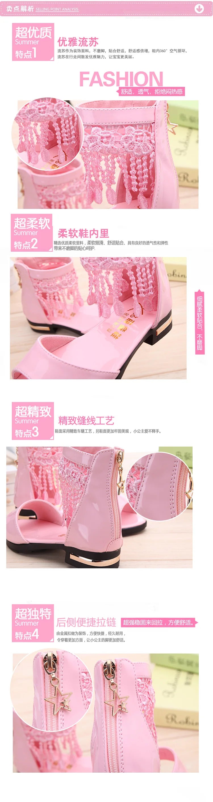 Girl Shoes Sandalias Kid Shoe Kid Sandal Summer New Fashion Girls Princess Shoe Soft Sole Roman Shoes Student Sandals for Girls