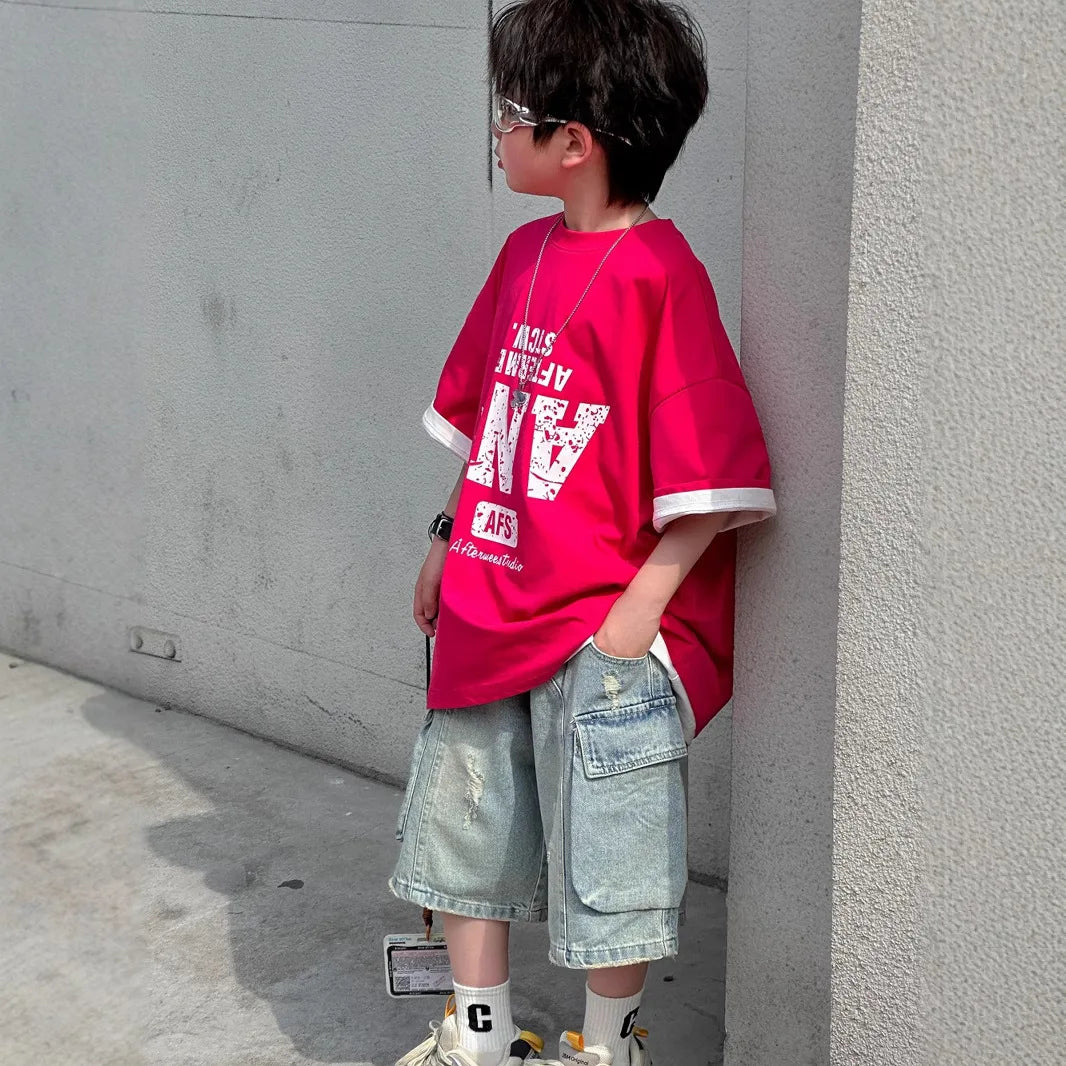 Charlie Short Sleeved Cotton Loose Tees - GuGuTon baby store - Baby Fashion - Toddlers Outfits - Babies Outfits - Toddler Clothes - Kids Clothing - Newborn Clothes - Newborn Wear - Kids Wear - Trending Clothes - Trending Outfits - Fall Fashion - Winter Fashion - Girls Clothes - Boys Clothes - Babies Wear - Kids Accessories - KidsWear - Summer Clothes - Summer Fashion - Summer Trend - Falls Sweaters - Tops - Bottom - Jeans - Blouse - Dresses - Newborn Dresses - Toys