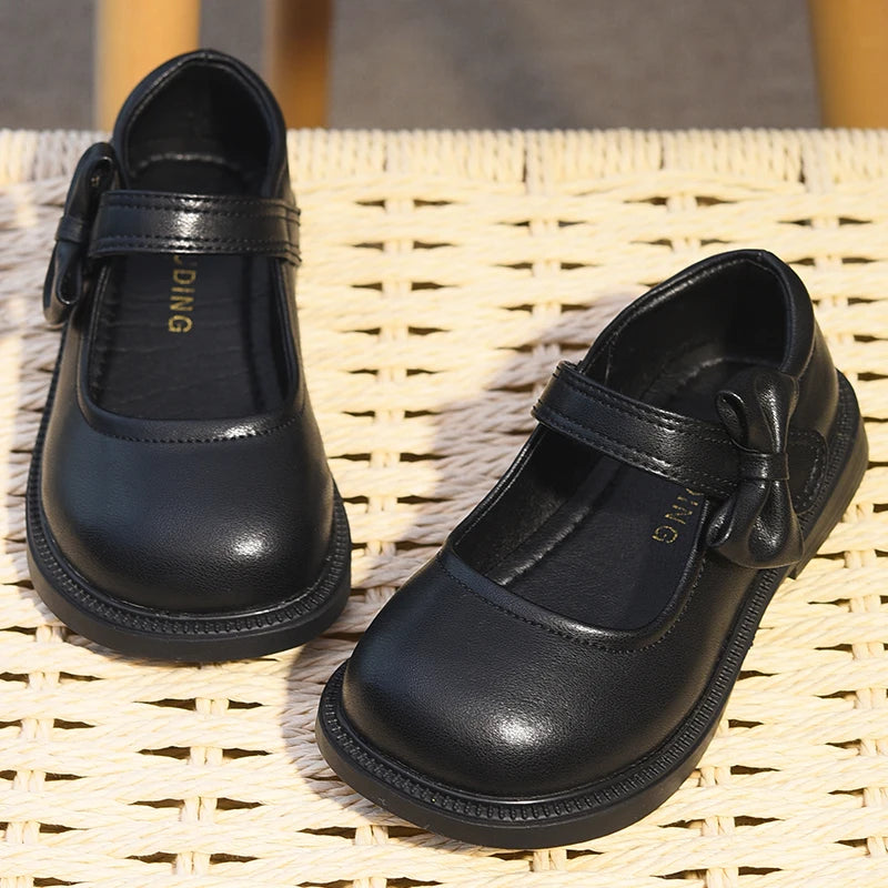 Girls' Shoes, Genuine Leather, Children's Princess Shoes, 2026 Spring and Autumn New Black Performance Shoes, Little Girls' Blac