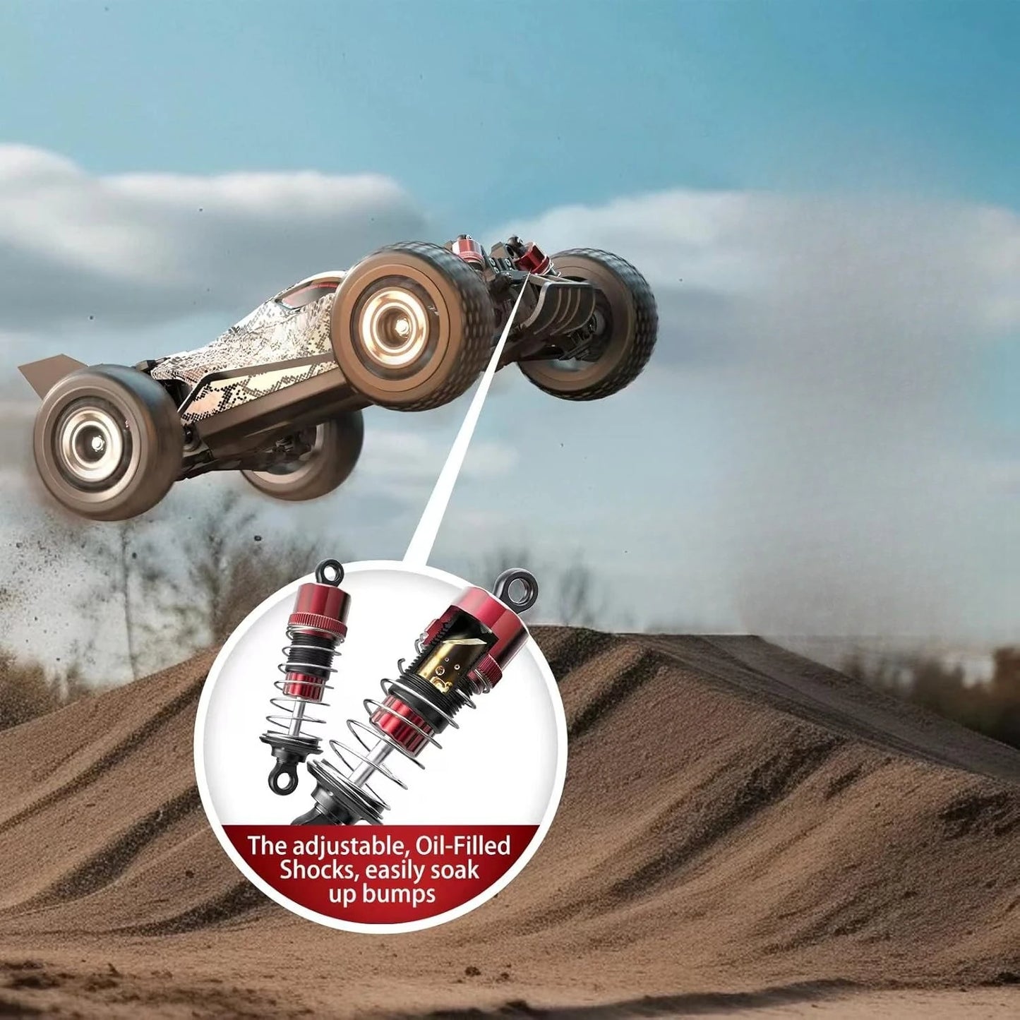 H16PL 1/16 RTR Fast Brushless RC Buggy for Adults, Max 38 mph RC Truck, 4WD High Speed Racing Car with 2S 2000 mAh