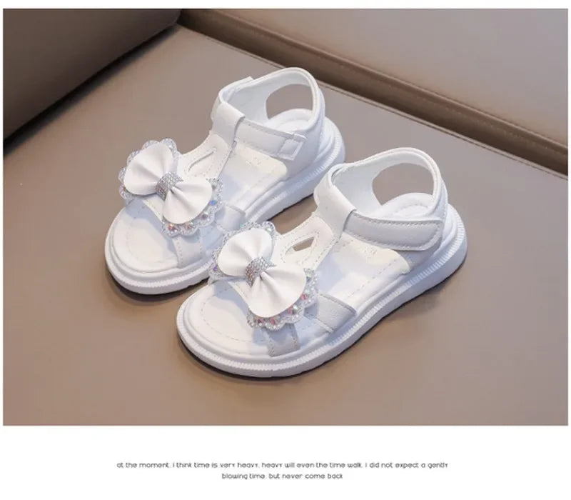 Girls Sandals Kids Soft Soles Casual Princess Shoes New Water Diamond Beach Shoes Bow Shaped Girl Sandals
