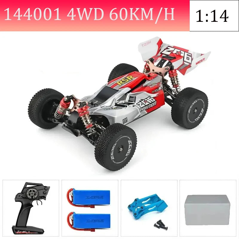 WLtoys144010 4WD Model with A Top Speed of 75 Km/h 1:14 Scale, High-speed Remote-controlled Off-road Drifting Racing Car for Boy