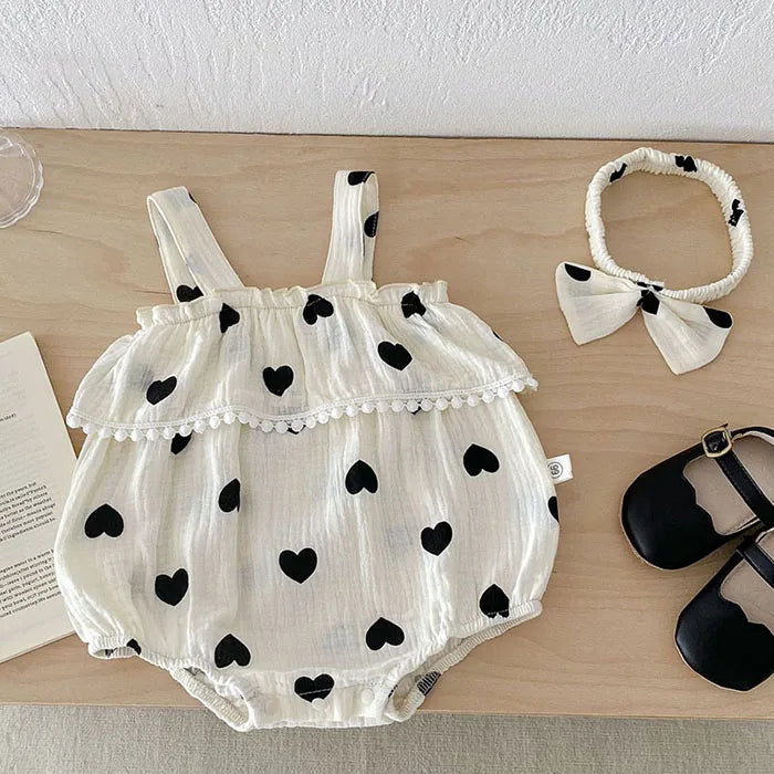 Heart Print Romper Set