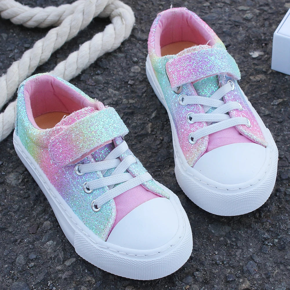 9058 Fashionable and Trendy Boy and Girl Board Shoes, Children's Shoes with Velcro, Breathable and Lightweight Walking Shoes