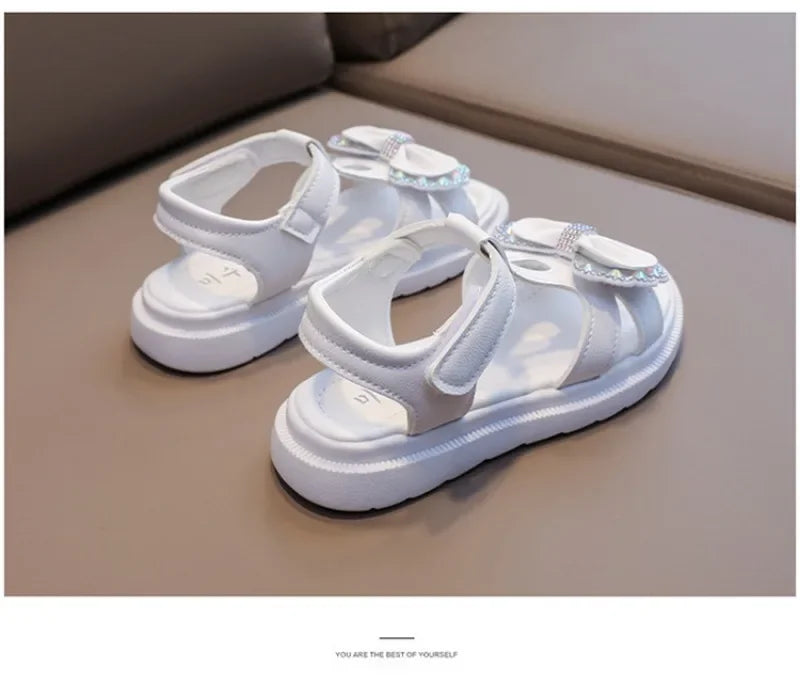 Girls Sandals Kids Soft Soles Casual Princess Shoes New Water Diamond Beach Shoes Bow Shaped Girl Sandals