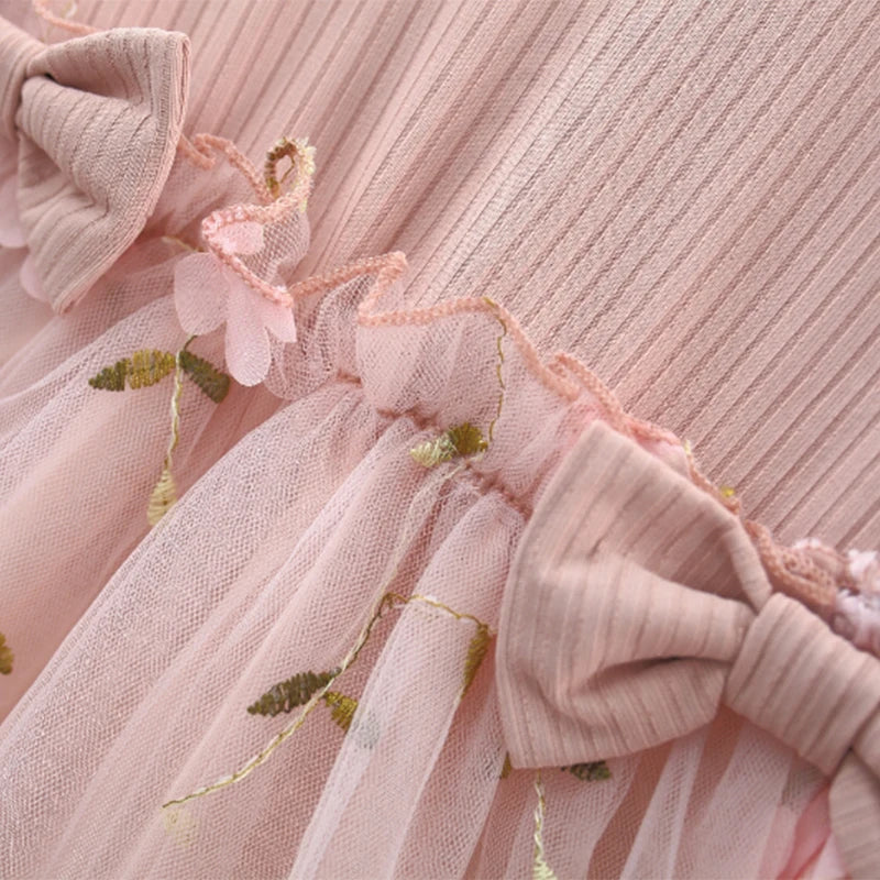 New Single Piece Spring And Autumn Baby Girl Baby Pink Princess Dress