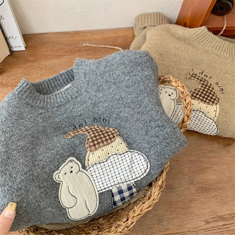 Josias Plus Velvet Knitted Cartoon Bear Sweater - GuGuTon baby store - Baby Fashion - Toddlers Outfits - Babies Outfits - Toddler Clothes - Kids Clothing - Newborn Clothes - Newborn Wear - Kids Wear - Trending Clothes - Trending Outfits - Fall Fashion - Winter Fashion - Girls Clothes - Boys Clothes - Babies Wear - Kids Accessories - KidsWear - Summer Clothes - Summer Fashion - Summer Trend - Falls Sweaters - Tops - Bottom - Jeans - Blouse - Dresses - Newborn Dresses - Toys