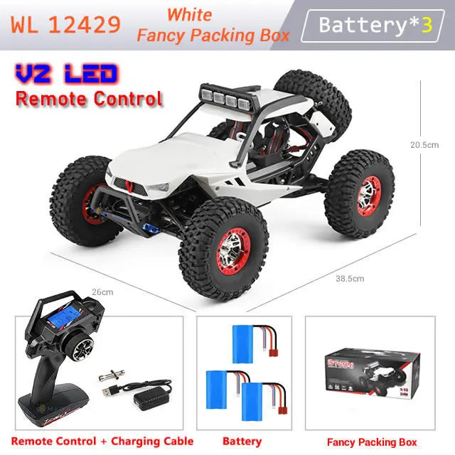 New WL 12429 WLtoys 1:12 4WD RC Racing Car High Speed Off-Road LED Remote Control Alloy Crawler Truck Light Buggy Toy Kids Gift