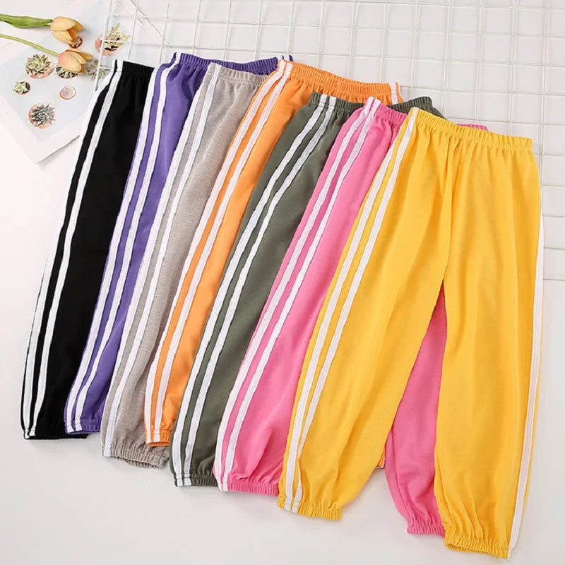 Leonardo Candy Color Side Stripe Patchwork Pants Kid Casual