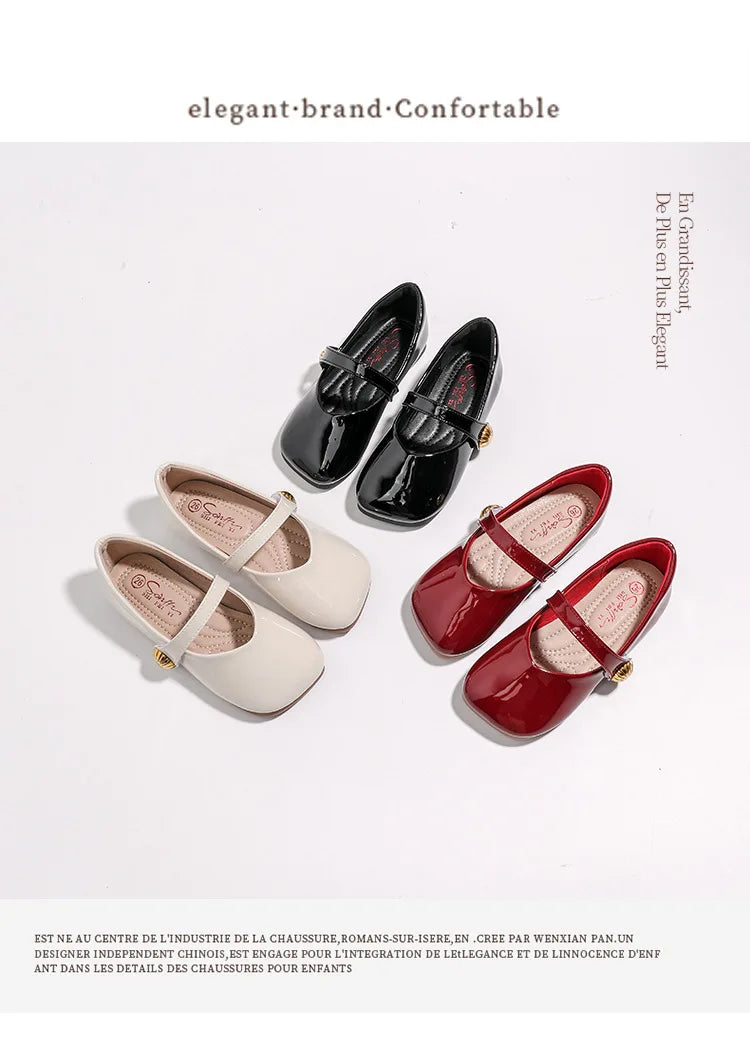 Zapatos Niña Girl Leather Shoe New Red Princess Shoes Summer Flat Sole Single Shoe Mary Jane Shoe Lolita Shoes Girl Kids Shoes