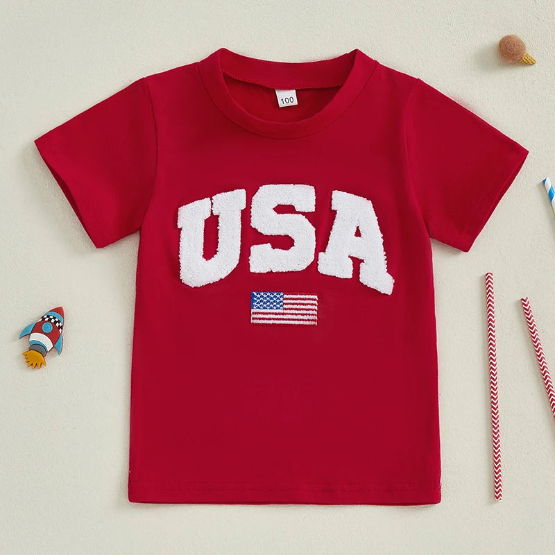 Yudy Patriotic Short Sleeve Loose Fit Top