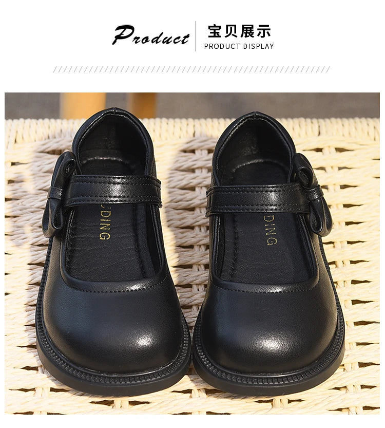 Girls' Shoes, Genuine Leather, Children's Princess Shoes, 2026 Spring and Autumn New Black Performance Shoes, Little Girls' Blac