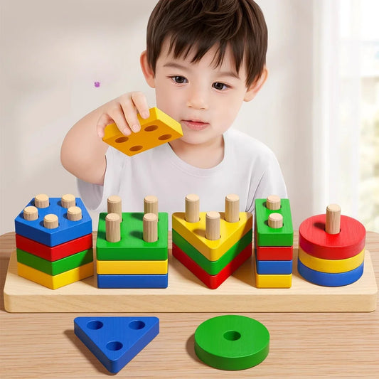 Montessori Wooden Sorting Stacking Toys for Toddlers
