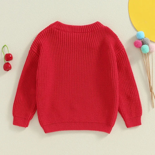 Martin Letter Embroidery Knit Pullover Sweater
