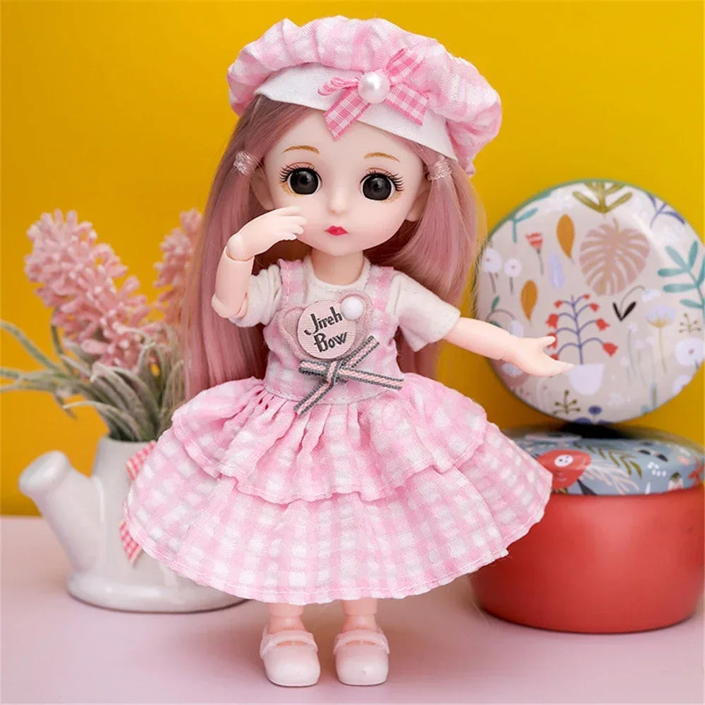 16cm 1/12 Girl Princess Doll BJD Doll with Clothes Shoes Movable 13 Joints Cute Sweet Face Child Gift DIY Dress Up Toys for Kids