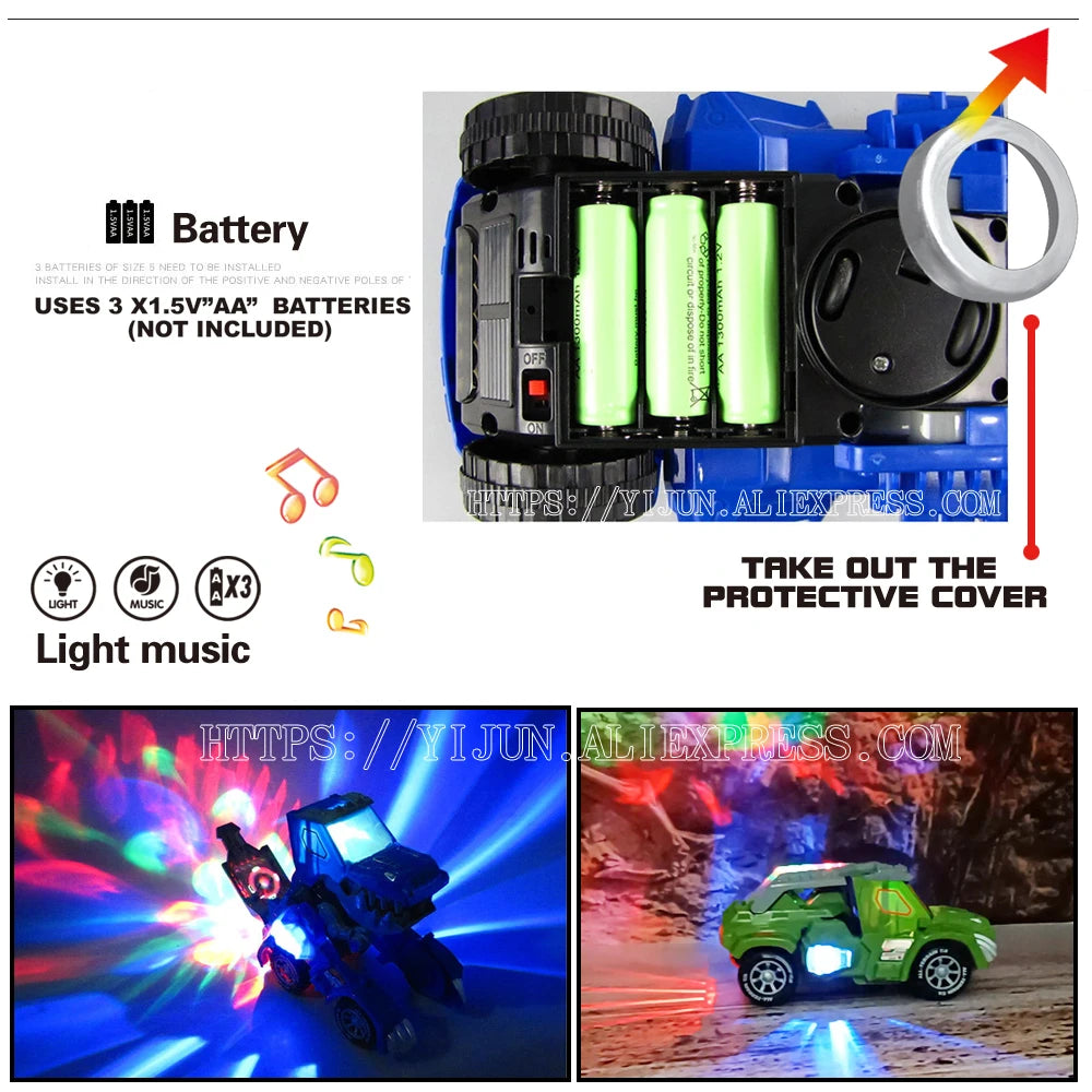 Transforming Dinosaur Car Toy for Kids 4-6 Years