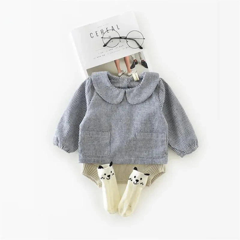 Baby Girl Plaid Blouse - Long Sleeve Cotton Top