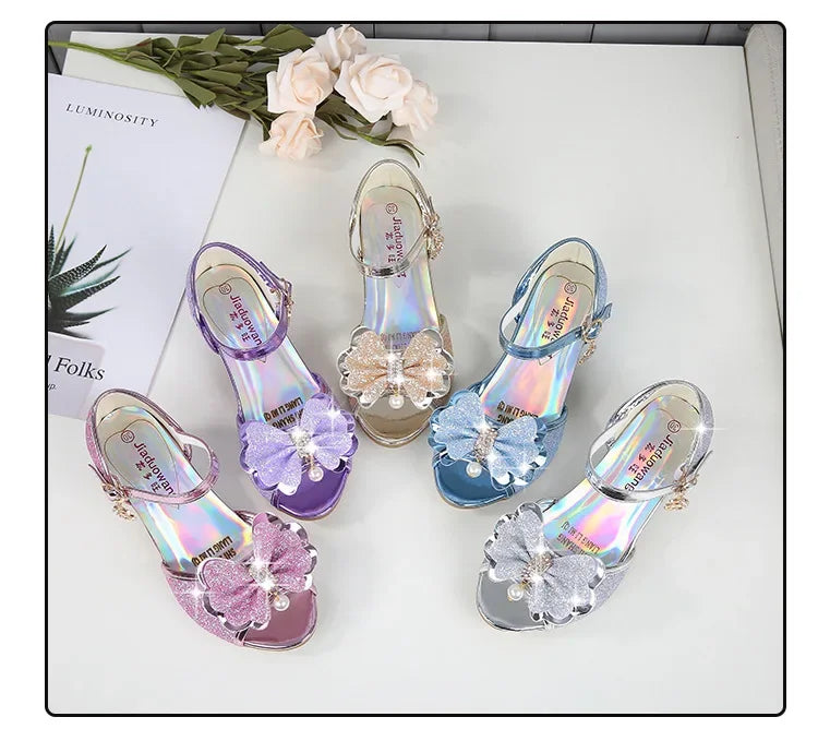 Girls Princess Shoes Summer Children High Heels Open-toe Party Wedding Toddlers Sandals