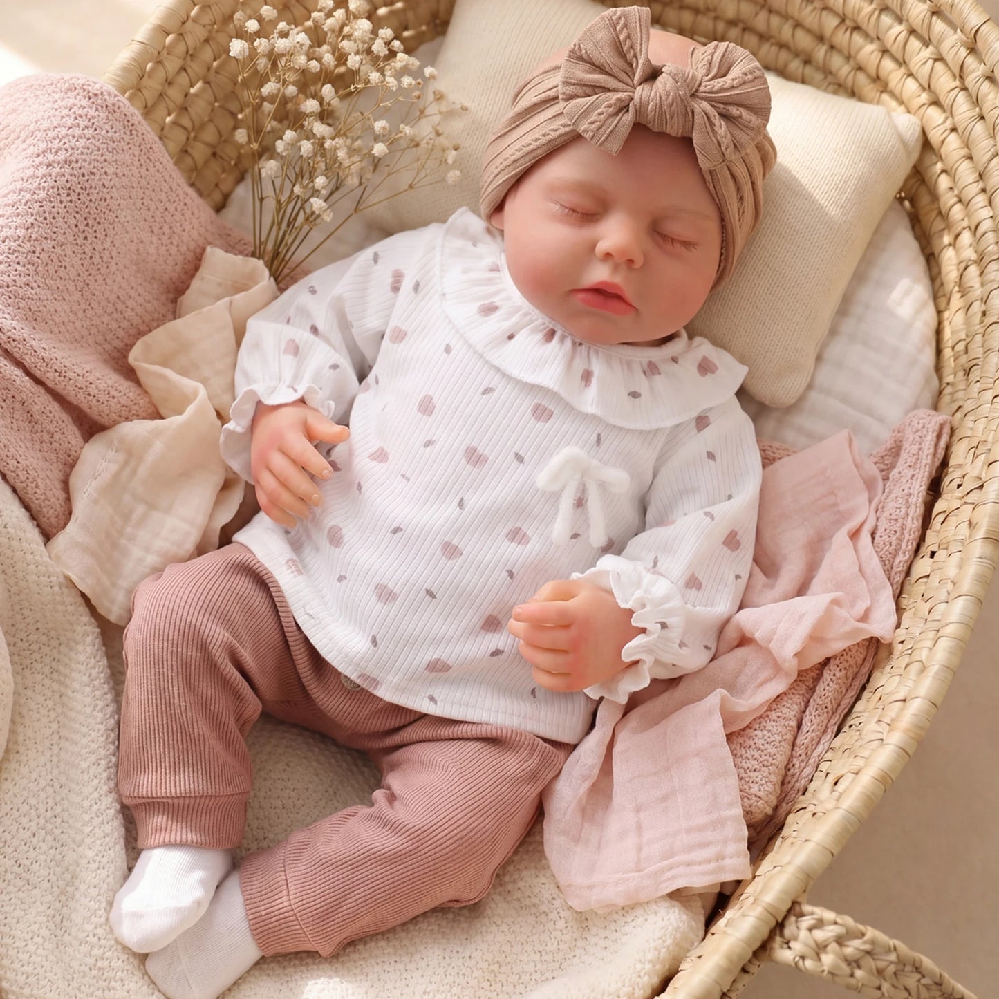 ADFO 20 Inch Reborn Baby Dolls, Realistic Soft Body, Lifelike Poseable Doll With Complete Deluxe Outfits And Rich Role Play Accessories, Perfect For Holiday Gift, Exquisite Collection, Cultivate Sense Of Responsibility