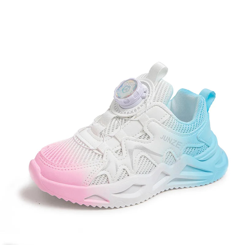 Girls Sports Shoes Pink Mesh Breathable Lightweight Running Shoes