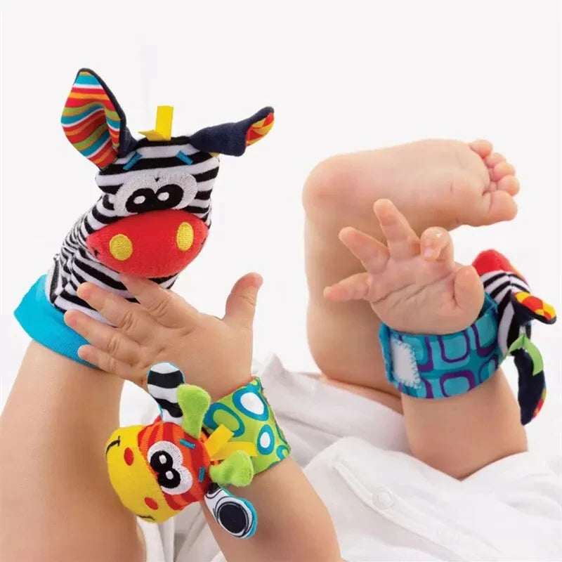 Baby Wrist Rattles Socks Newborn Animal Socks Infants Foot Finder 0-12 Months