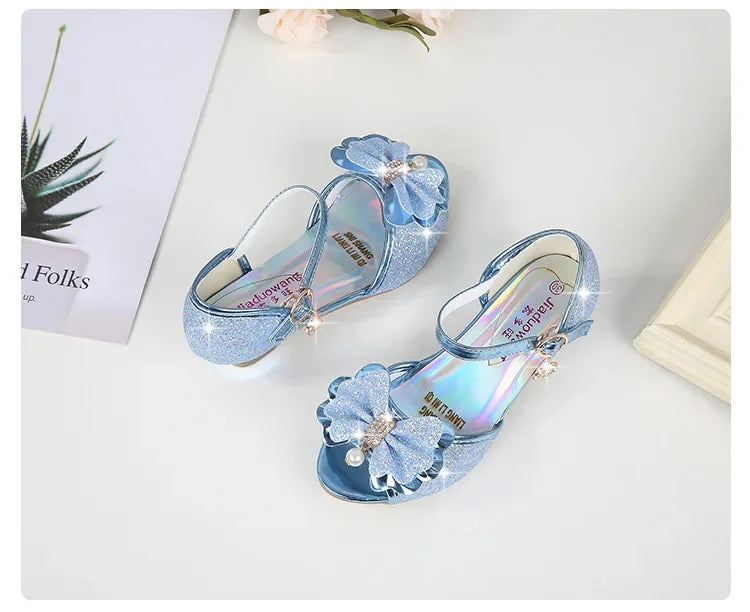 Girls Princess Shoes Summer Children High Heels Open-toe Party Wedding Toddlers Sandals