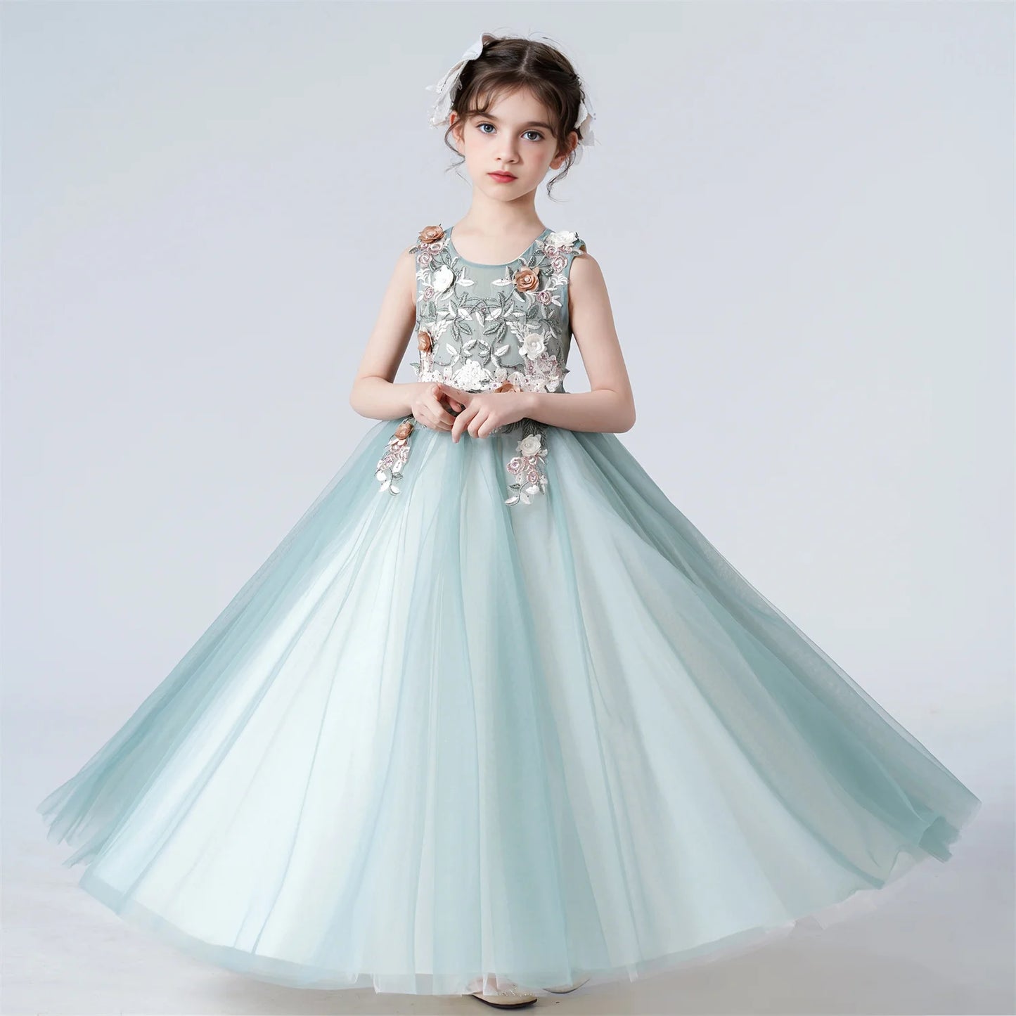 Children's Girls Dresses For Eid Luxury Party Princess Dress 4-12 Years Old Long Dress