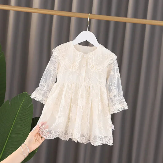 HoneyCherry Girls Dress Autumn New Children's Lace Dress