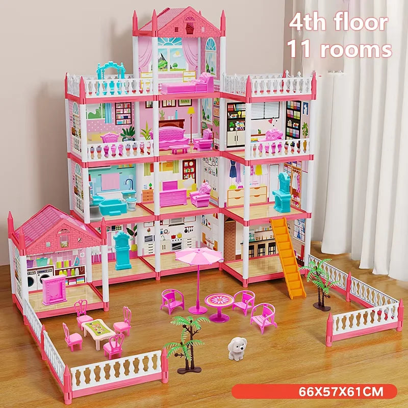 3D Assembly Diy Mini Toy House Accessories Villa Princess Castle Girl Birthday Gift Assembly Toy House