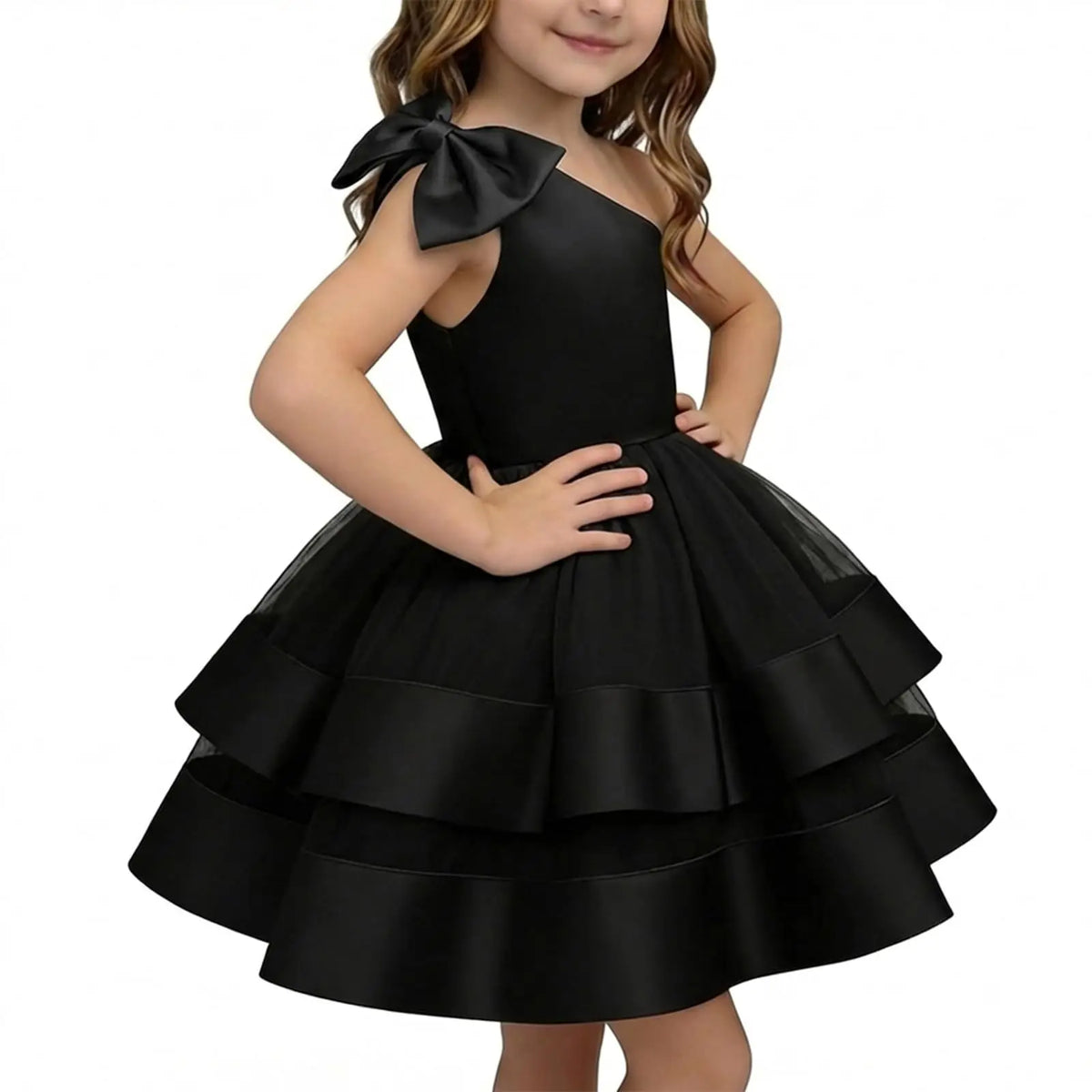 Toddler Baby Girl Pageant Dress Girls Flower Girl Dress Sleeveless One Shoulder Birthday Party Formal Prom Dress