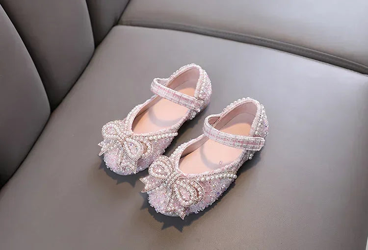 Kids Girls Sandals Fashion Sequins Rhinestone Bow Girls Princess Baby Girl Shoes