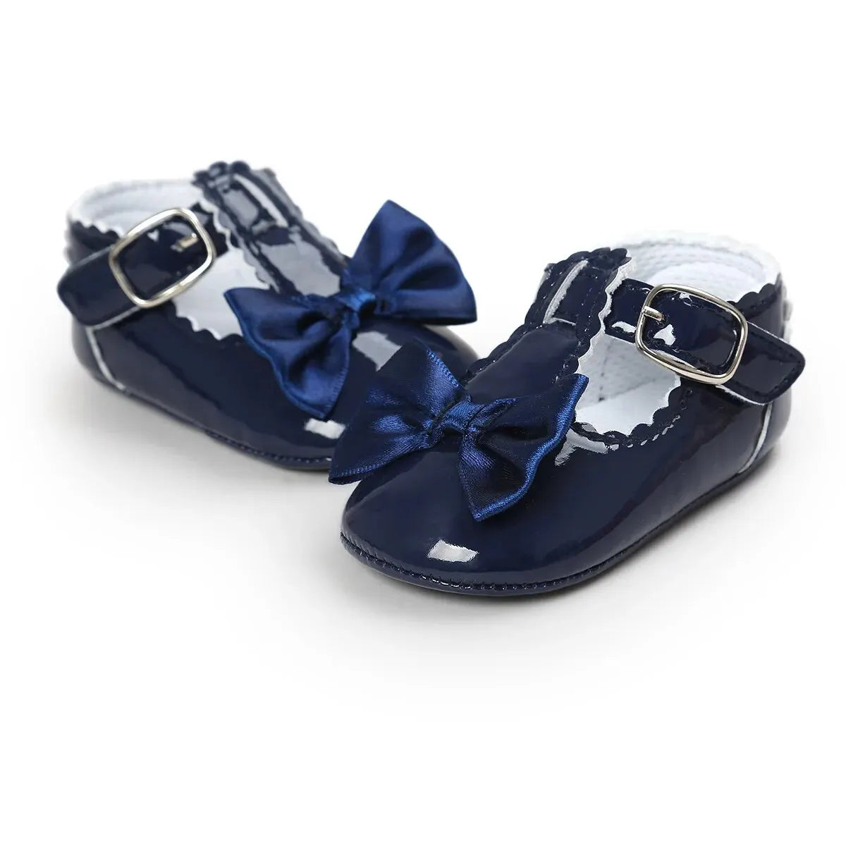 Meckior Baby Girls Shoes Classic Bowknot Rubber Sole Anti-slip PU Girls Dress Shoes